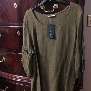 Bryn Walker light weight linen top (Olive Green).